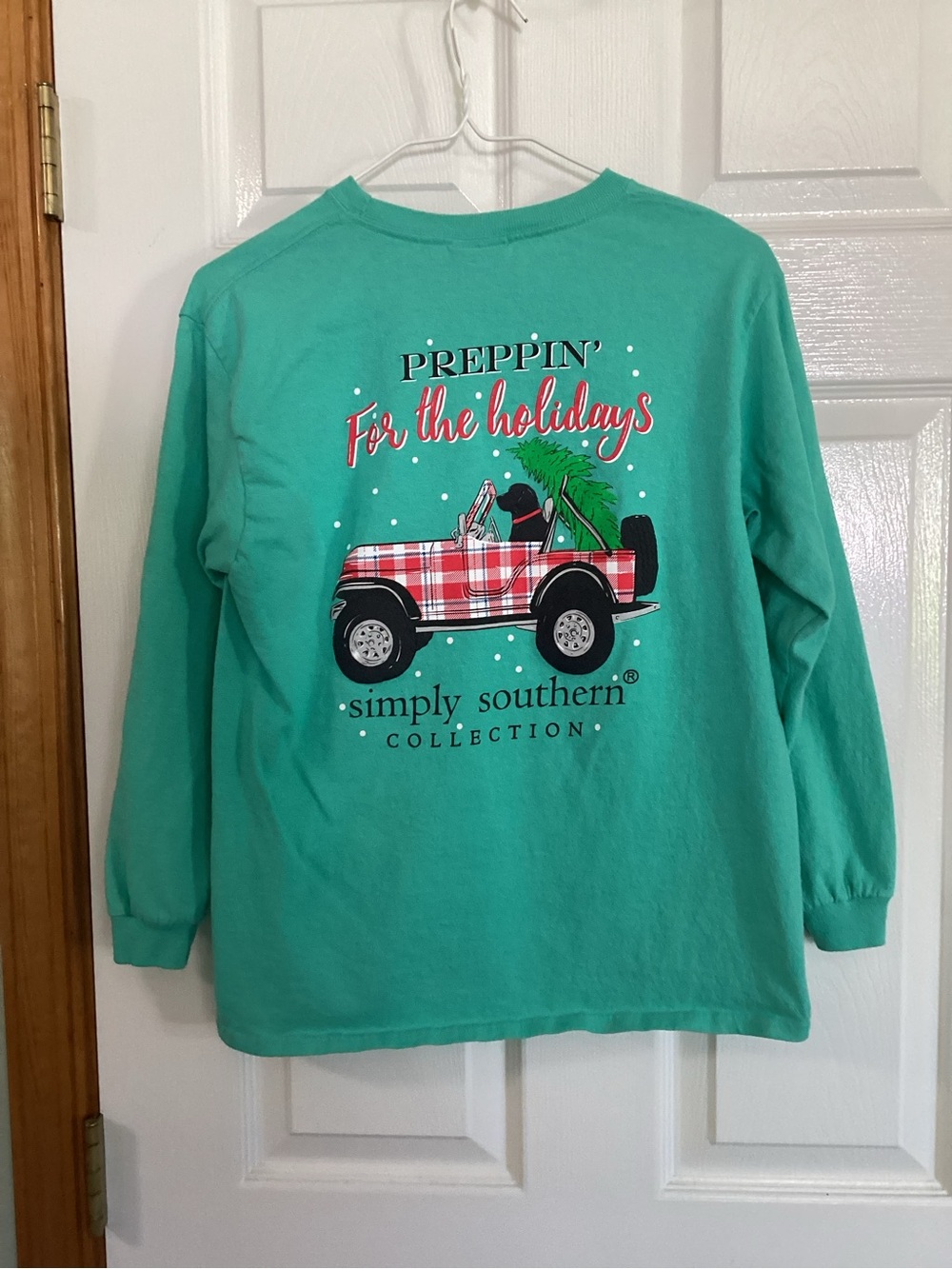 Simply Southern Teal Long Sleeve 'Preppin' For the Holidays' Tee